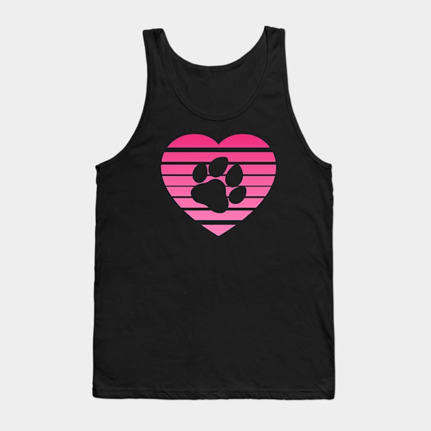 Dog Paw Heart Valentine - Pink Gradient Tank Top by skauff